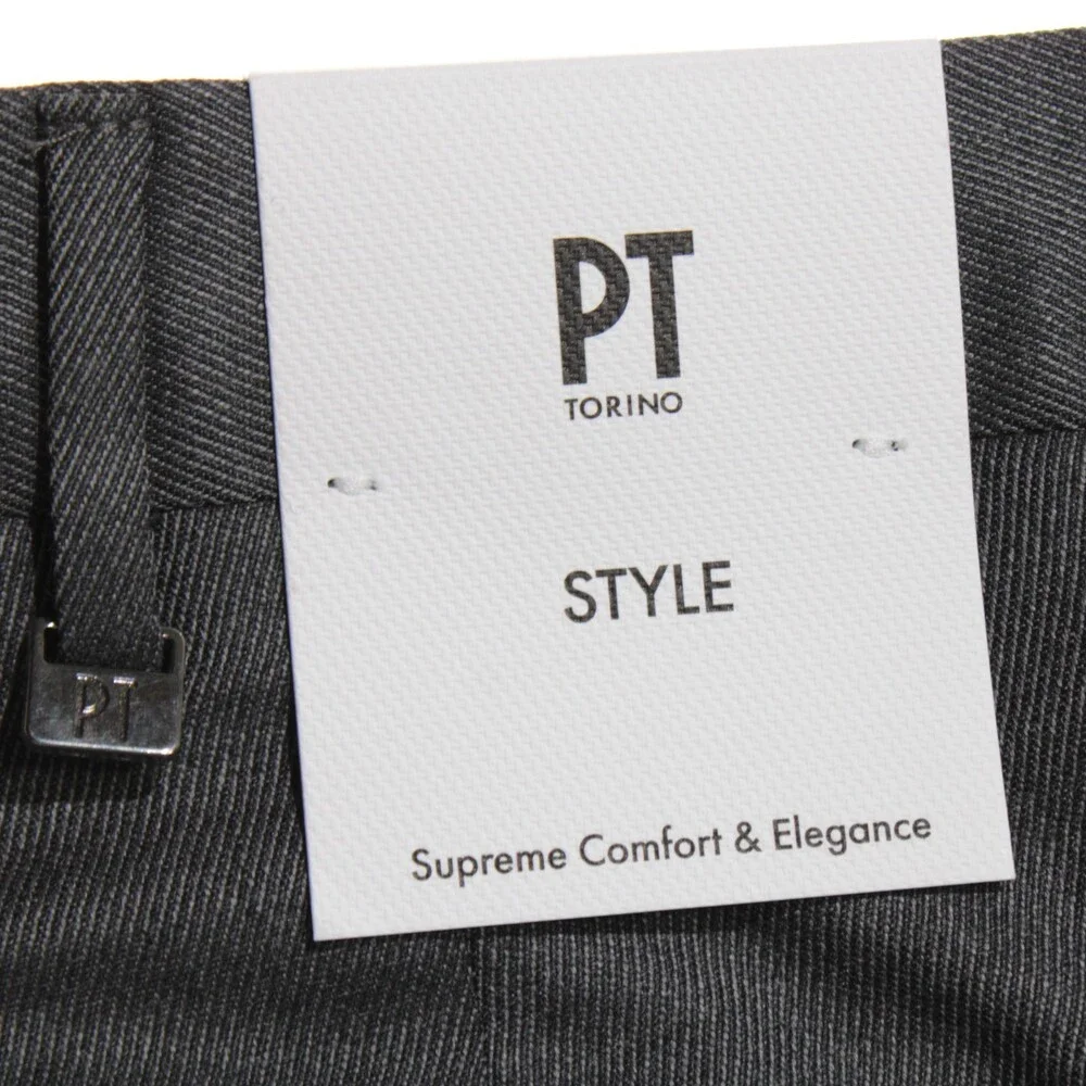 PT Torino NWT Dress Pants Size 48 (US 32) Slim Fit in Dark Gray Wool Blend
